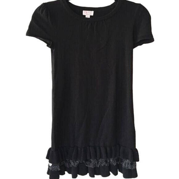 The Children's Place Other - The Children’s Place Black Knit Dress Short Sleeves Ruffle Size 10 12 Celebratio